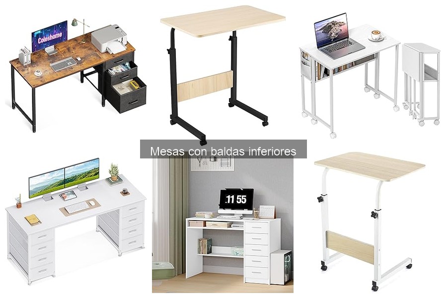 Diseño de mesas con baldas para espacios pequeños