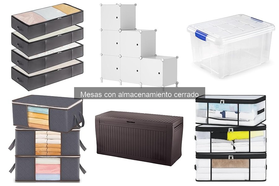Estilos de mesas con almacenamiento cerrado para exteriores