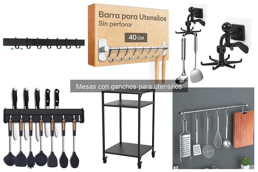 Tipos de mesas con ganchos para utensilios en tu cocina